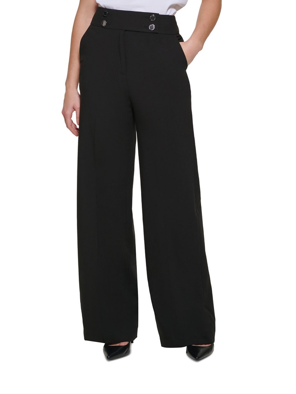 NWT Calvin Kline Women's Whitney Button-Front Wide-Leg Pants